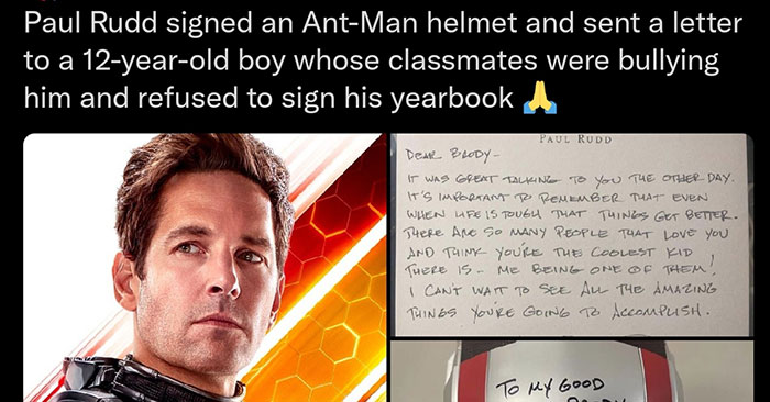 Paul Rudd befriends Westminster student whose classmates wouldn't