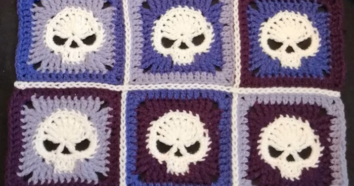 Crochet Skull Granny Square - Media Chomp